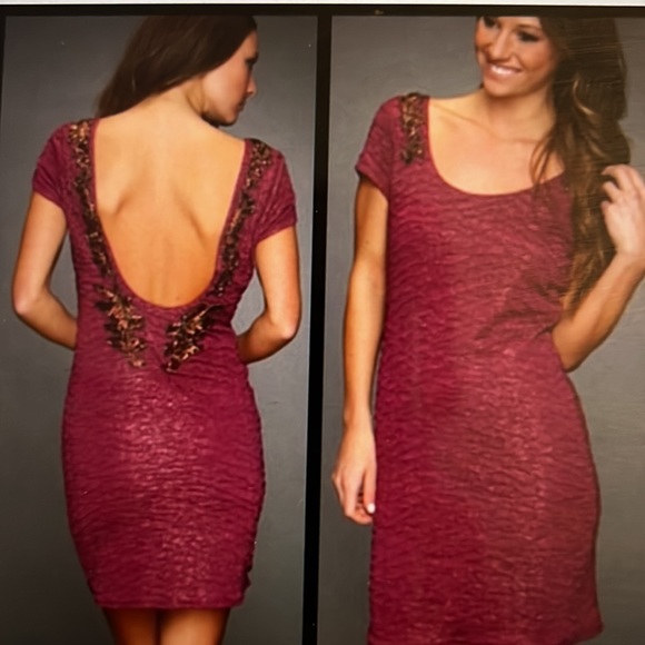 Free People Dresses & Skirts - Free People Beaded Scoop Back Bodycon dress Size Large
